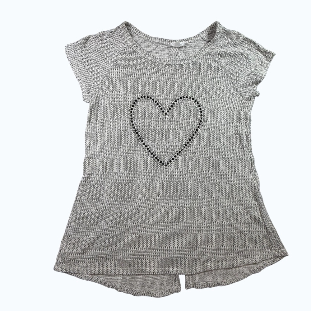 Tutta Bella Maternity XL Knit Sweater Top Heart Detail Short Sleeve Hi-Low Hem